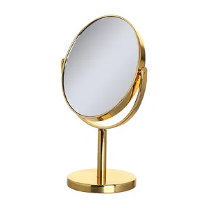 Free Samples Modern Design Antique Mini Length Oval Tabletop Stand Mirror Golden Magnifier Hd Mirror For Bedroom