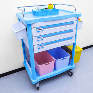 अस्पताल फर्नीचर चिकित्सा घाव ड्रेसिंग ट्रॉली के साथ 3 दराज एल्यूमीनियम मिश्र धातु मोबाइल चिकित्सा उपचार गाड़ी - Product Image 4