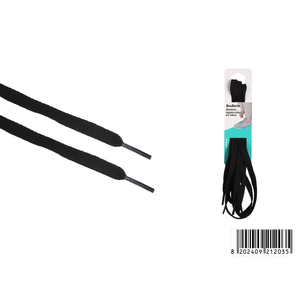 Pacchetto all'ingrosso di nero piatto testurizzato poliestere lacci 08CM X 120CM stile Casual e sportivo per scarpe Peiyong marca M21203 - Product Image 1