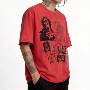 100% Cotton <b>Drop</b> Shoulder Boxy Tee-Shirt Custom Print Embroidered Patch Oversized T-Shirt Unisex Luxury Men's <b>Acid</b> Wash T Shirts - Product Image 2