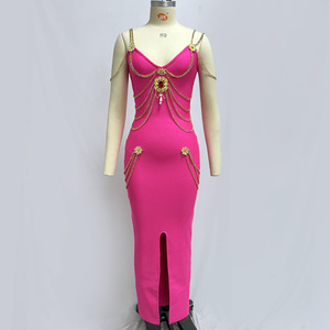 Abito Lungo Estivo di Lusso <span class=keywords><strong>da</strong></span> Donna, Sexy Nero con Spalline Sottili, Elegante per Cerimonie, Serate Formali, Feste, con Diamanti Naturali, Vestito a Tubino - Product Image 3