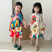 Robe d'été sans manches à imprimé floral pour filles, vêtements en coton pour enfants, dessin animé, vente en gros 2026