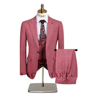 Traje de Hombre de 3 Piezas de Calidad: Chaqueta Casual de Lana Peinada TR con 1 Botón, Solapa Puntiaguda y Doble Abertura, y Pantalón Recto - Product Image 3