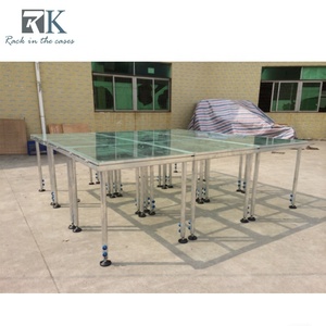 <b>Portable</b> Glass Stage Heavy Duty Stage Adjustable Aluminum Stage Modular Stage Platform for Indoor Outdoor Use - Product Image 2