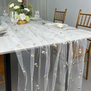 Nappe Moderne Solide et Écologique avec Dentelle Brodé pour Cuisine, Salle à Manger, Fêtes, Mariages, Banquets, Décoration Intérieure - Product Image 1