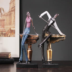 Venta al por mayor hogar sala de estar <span class=keywords><strong>Club</strong></span> bar decoraciones retro elegante decoración artículos resina billar jugador estatua figura abstracta estatuilla - Product Image 2