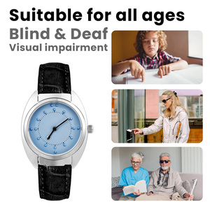 Reloj Braille táctil de gran venta 2024 para personas ciegas o ancianos, esfera azul de baja visión (para hombre) - Product Image 3