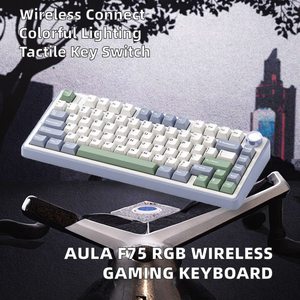 แป้นพิมพ์เกมมิ่งแบบมีสาย PBT 3.0 75% LED แบบมีไฟ RGB 2.4G ที่กำหนดเองสวิตช์กลไก PBT แบบมีสายสามโหมด - Product Image 2