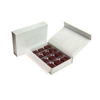 Boîte magnétique de luxe en carton rigide pour chocolats et bonbons avec insert en plastique, logo personnalisé, noir mat, carton alimentaire LX