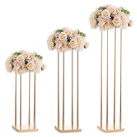 Décorations de table de mariage en or réutilisables Grandes colonnes géométriques Présentoir carré en métal Présentoir à fleurs Centre de table