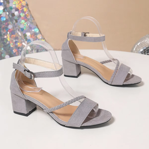 Sandales à talons épais élégantes à bout ouvert pour femmes, taille plus, nouvelle arrivée été, sandales romaines sexy en daim - Product Image 6