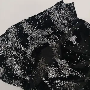 D-232 оптовая продажа фабрики вышивка последовательность кружевной ткани бархат с блестками кружевной ткани для платья