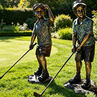 Figurine de joueur de golf pour enfants en bronze coulé à la main, taille et finition personnalisées, décoration de jardin extérieur, sculpture en bronze