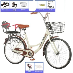Vélo de ville vintage pour <span class=keywords><strong>femme</strong></span>, cadre solide, 24/26 pouces, style princesse, fourche à suspension, capacité de charge 75 kg, freins avant/arrière V - Product Image 5