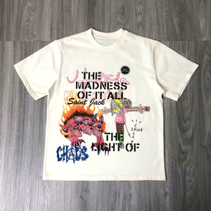 Camisetas para hombre y mujer, camiseta de gran tamaño con estampado gráfico de dibujos animados góticos Harajuku Hip Hop americano, ropa de manga corta de algodón - Product Image 1