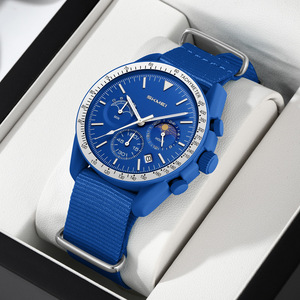 <span class=keywords><strong>Montre</strong></span> chronographe à quartz pour <span class=keywords><strong>homme</strong></span>, affichage jour/nuit 24 heures, lunette tachymètre, fenêtre de date, <span class=keywords><strong>bracelet</strong></span> en nylon, <span class=keywords><strong>montre</strong></span>-<span class=keywords><strong>bracelet</strong></span> sport décontractée - Product Image 4