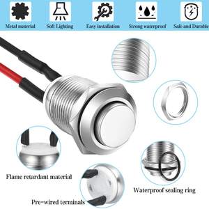 Interrupteur à bouton-poussoir classique momentané 12 mm en acier inoxydable/aluminium noir 5A 250V AC/DC IP65 - Product Image 4