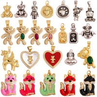 Pendentif à breloque mignon ours renard écureuil, collier animal en zircon cubique plaqué or 18 carats Bracelet bijoux accessoires approvisionnement K30