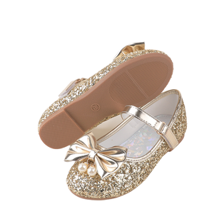 2025 nuevas niñas multicolor arco perla princesa pisos correa ajustable Zapatos de vestir para fiesta cumpleaños boda primavera otoño - Product Image 3