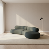 Canapé-lit d'angle orange sans structure, design créatif, avec rembourrage en éponge compressée, idéal pour appartement