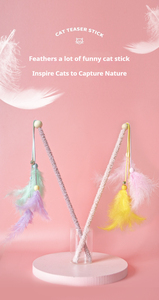 Pesce principessa nuovo arrivo divertente gatto movimento interattivo giocattolo piuma peluche gatto gioco Teaser Stick per gatti - Product Image 3