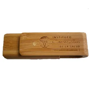 Promotional Wooden Swivel USB Stick 128GB USB Flash Drive Wood with Custom Logo