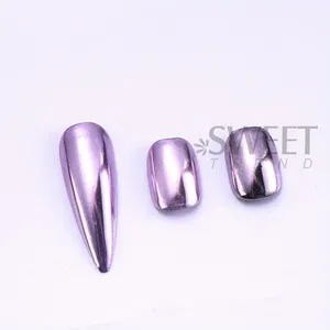 80-100 pièces de poudre à ongles chromée miroir violette, style Y2K, brillante, à frotter, pigment métallique DIY pour manucure estivale - Product Image 6