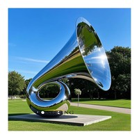 Sculpture personnalisable en acier inoxydable poli miroir doré, art abstrait moderne pour la décoration d'hôtels et de plazas de luxe
