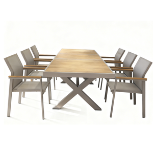 <span class=keywords><strong>Table</strong></span> à manger extensible réglable avec ensemble de chaises de patio, cadre en aluminium, résistant à la rouille, meubles de <span class=keywords><strong>jardin</strong></span> d'extérieur - Product Image 1