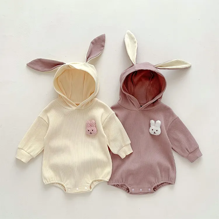 Cute Rabbit Ear Hooded Baby Rompers For Babies Boys Girls Clothes Newborn Clothing Infant Costume Jumpsuit Baby Outfit
