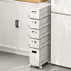 Kitchen Narrow Slot Storage Cabinet Multi Layer With Wheels For Pantry And Bathroom Organization 8-11.9in Depth - Product Image 4