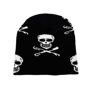 Halloween crâne os croisés <span class=keywords><strong>bonnet</strong></span> chapeaux <span class=keywords><strong>pour</strong></span> femmes hommes drôle hiver chaud confortable extensible tricoté revers squelette casquette - Product Image 5