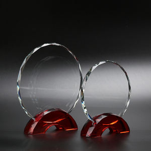 Premio de trofeo de cristal en blanco de forma redonda con base de color Grabado con láser Disponible Premios de trofeo de cristal de sublimación - Product Image 4