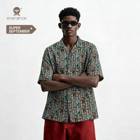Chemise imprimée rétro pour homme, 144 cm, mélange de nylon, style cubain, pour l'été et les vacances à la plage