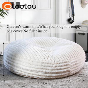 OTAUTAU Housse de pouf géant moderne inclinable <span class=keywords><strong>4</strong></span>/5 pieds en fausse fourrure de lapin, convertible en canapé-lit DD215, sans rembourrage - Product Image 3