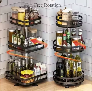 360 ° Roterende Cosmetica Organizer Keuken Opbergbak <span class=keywords><strong>2</strong></span> Tier Draaitafel Organizer Roterend Kruidenrek Ronde Opslagcontainer - Product Image 2