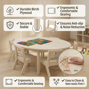 Table et chaises en bois Montessori pour enfants, mobilier de <span class=keywords><strong>maternelle</strong></span>, de crèche et de salle de classe, bureau d'étude, centre d'apprentissage et d'activités - Product Image 3