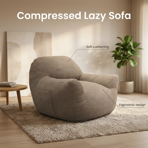 Sofá Perezoso Moderno de Pana Comprimido y Envasado al Vacío, Sillón Ergonómico Tipo Puff Individual para Sala de Estar - Product Image 1