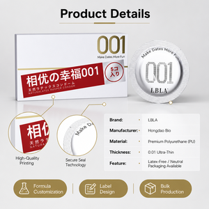 Préservatifs masculins en polyuréthane PU ultra-minces LBLA 0.01, <span class=keywords><strong>sans</strong></span> <span class=keywords><strong>latex</strong></span>, avec logo personnalisé, produits pour adultes en marque privée avec emballage personnalisé - Product Image 4