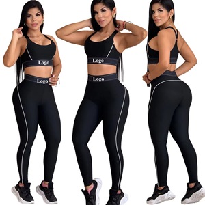 Set Yoga di Lusso da <span class=keywords><strong>Donna</strong></span> Abbigliamento con Logo Personalizzato Completo Due Pezzi di Design Pantaloni Casual Tuta Sportiva Estiva a Maniche Corte - Product Image 2