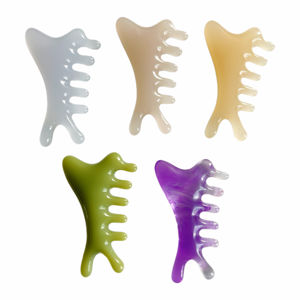 Peigne en résine à cinq dents de couleur personnalisée, peigne de massage Gua Sha en résine pour la tête - Product Image 6