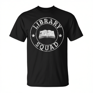 Camiseta Library Squad negra unisex talla grande para bibliotecarios, profesores y personal - Product Image 2