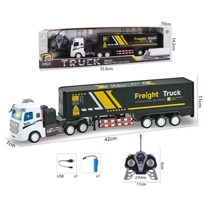 <span class=keywords><strong>Camion</strong></span> télécommandé 1:32 avec <span class=keywords><strong>remorque</strong></span>, modèle de <span class=keywords><strong>jouet</strong></span> <span class=keywords><strong>semi</strong></span>-conteneur à double étage RC 4 canaux avec chargeur et câble USB - Product Image 2