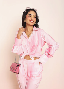 เสื้อเชิ้ตพิมพ์ลายสีชมพู เสื้อลำลองผู้หญิง เสื้อแฟชั่นฤดูร้อน เสื้อเบลาส์อินเทรนด์ สไตล์เก๋ไก๋ เสื้อเชิ้ตใส่สบายสำหรับออฟฟิศ เสื้อเชิ้ตสวยหรู - Product Image 3