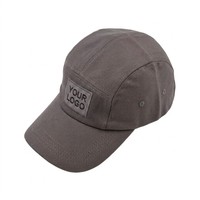 Casquettes de camping noires non structurées avec logo tissé, 100 % coton, haute qualité, personnalisées, 5 panneaux
