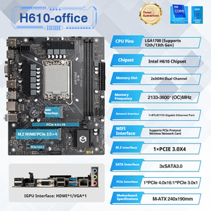 การลบเมนบอร์ดเดสก์ท็อป H610 DDR4หน่วยความจำแรมที่รองรับโปรเซสเซอร์ Intel 12th และรุ่น13th - Product Image 3