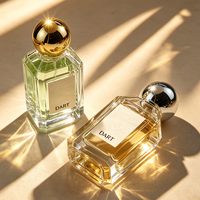 Flacon de parfum en verre transparent octogonal facetté avec bouchon sphérique, atomiseur de parfum vide, étiquette personnalisée, emballage cosmétique pour parfum