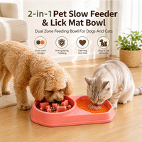 Gamelle antidérapante portable rose pour chien/chat avec tapis de léchage et base en caoutchouc – Gamelle à alimentation lente pour chien