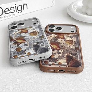 Custodia per telefono <span class=keywords><strong>2</strong></span> in 1 con ricarica wireless, antiurto, texture dorata, motivo floreale colorato, per iPhone 17 Pro Max - Product Image 5