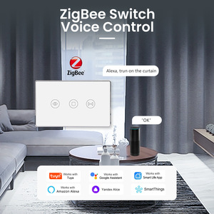 Zigbee Smart Touch Curtain Switch Aluminum Frame Tuya Smart App Control <b>Alexa</b> Voice <b>Remote</b> - Product Image 4